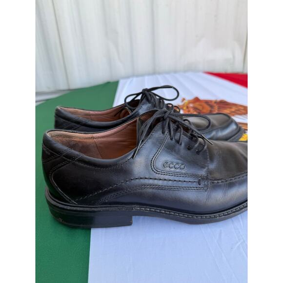 ECCO Men’s Black Leather Dress Shoes Size 44 EU (10–10.5 US) Oxford Comfort